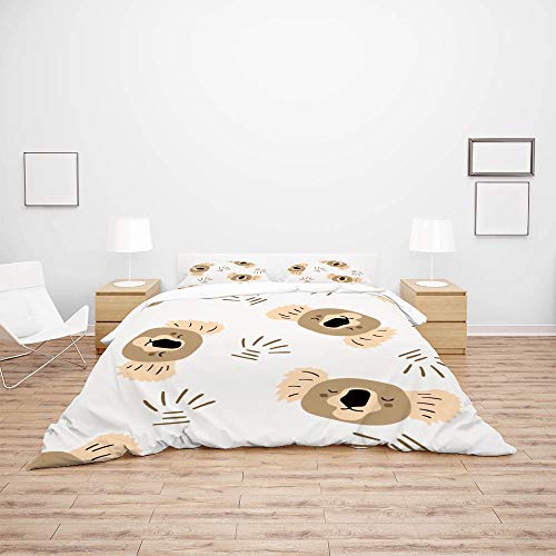 Housse de couette koala 3 pièces, linge de lit King 100% polyester - 4
