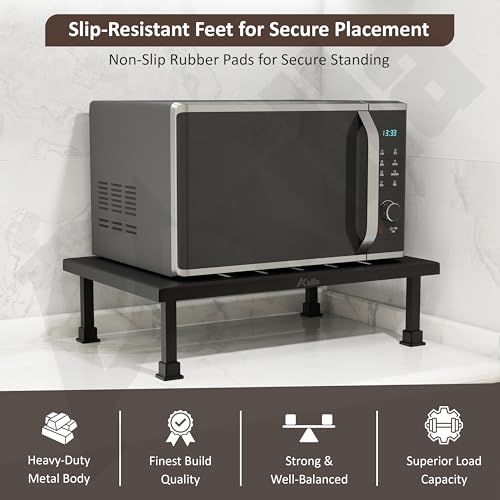 Image of Microwave Oven Stand for Kitchen Platform /Heavy Duty Metal Microwave Stand /Kitchen Countertop Storage Rack for Oven, OTG & Appliances (Black)