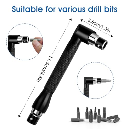 Flexible Drill Bit Extension, 11.6 inch Super Bit Screwdriver Extension Kit, Manual 90° Right Angle Drill Attachment, 1/4 Flexible Extension for Drill, Screwdriver Bit Set
