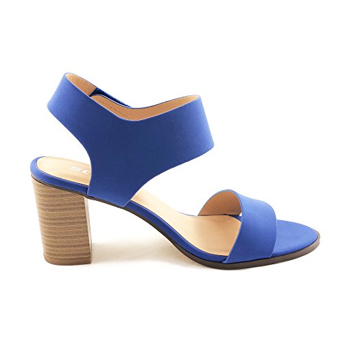 Soda Topshoeave Wait Womens Open Toe Chunky Heel Ankle Strap Shoes Block High Heel Dress Sandals (7.5 B(M) US, Blue NBPU)