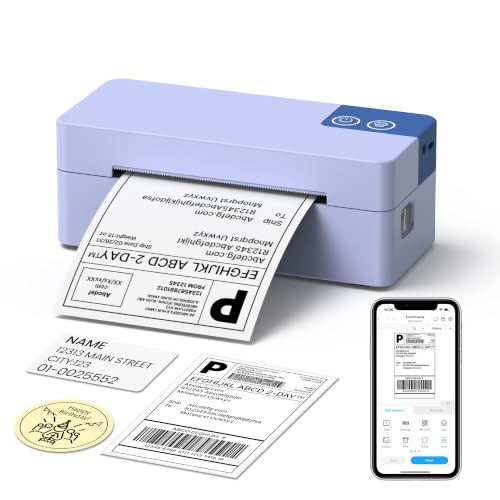 Image of Bluetooth Thermal Shipping Label Printer, 4x6 Portable Direct Thermal Printer, Compatible with iPhone, Android, Windows and Mac, Widely Used for USPS UPS Amazon Shopify Etsy, Purple