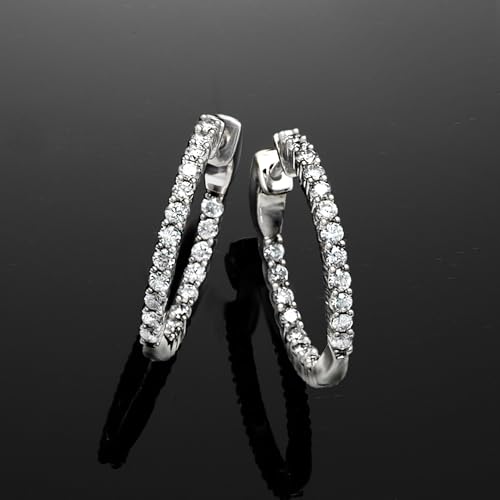 Ross-Simons 1.00 ct. t.w. Lab-Grown Diamond Inside-Outside Hoop Earrings in Sterling Silver4