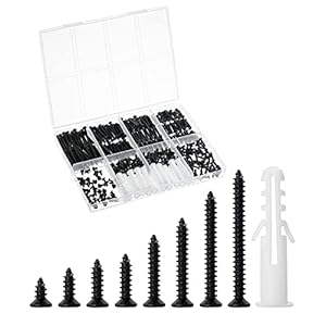 Mr. Pen- Wood Screws Assortment Kit, 400 pcs, 20 M6 Screw Anchor, Black Wood Screws Phillips Tips, Assorted Screws, Screw Assortment, Screw Set Assortment, Screw Kit, Flat Head Screws, M3 Screw