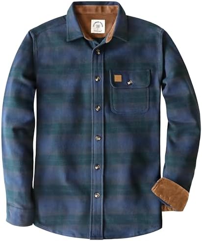Dubinik® 13 oz Super Schweres Flanellhemd Herren Langarm Kariert Warmes | Casual, Baumwolle, Button Down, Brusttasche, Outdoor, Business, Weich, Bügelfrei, Arbeits, Holzfaeller, Ei