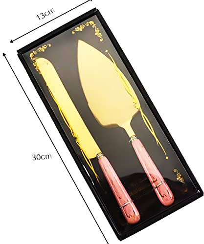 Chandler Cake and Pie Server Kit Wedding Cake Serving Kit Stainless Steel 18/10 Cutlery Set 2 Pieces Pastry Servers (Pink)