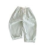 Toddler Kids Baggy Striped Linen Joggers Lightweight Casual Elastic Waist Loose Lounge Pants for Boys Girls 0-5 Years