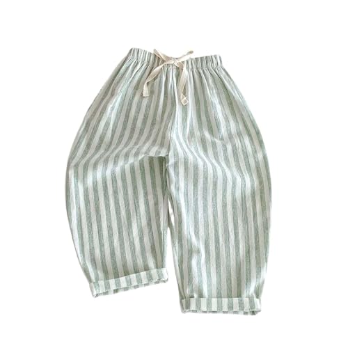 Toddler Kids Baggy Striped Linen Joggers Lightweight Casual Elastic Waist Loose Lounge Pants for Boys Girls 0-5 Years