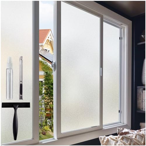 Coavas 窓ガラス目隠しフィルム 目隠しシート すりガラスシート 断熱シート 窓 窓 フィルム 外から見えない 結露防止シート 水で貼る 剥がせる uvカットフィルム 賃貸OK 窓 めかくしシート 飛散防止 台風対策 紫外線カット 曇りガラス調 浴室 寝室 台所 書斎 風呂 玄関（ホワイト，90x200cm）