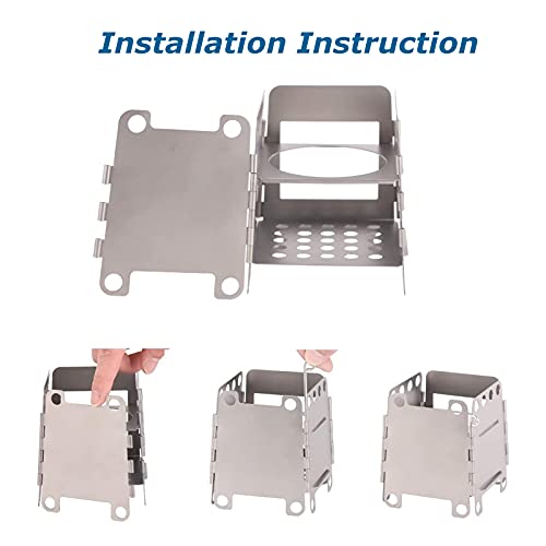 Atiap Titanium Wood Burning Stove, Foldable Camping Backpacking Stove, Portable Wood Stove Alcohol Stove For Outdoor Camping Picnic Bbq #TOP2