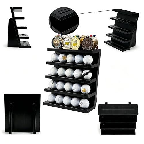 Image of 100% Solid Cypress Wood Golf Ball Display (Black)