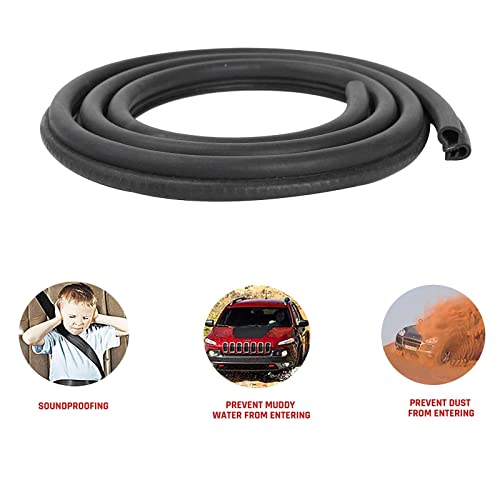 16Ft Rubber Seal Car Auto Door Trunk Weather Stripping Lip Edge Seal Trim Van Door Trunk Protecting Embellish Strip Universal Black #TOP4