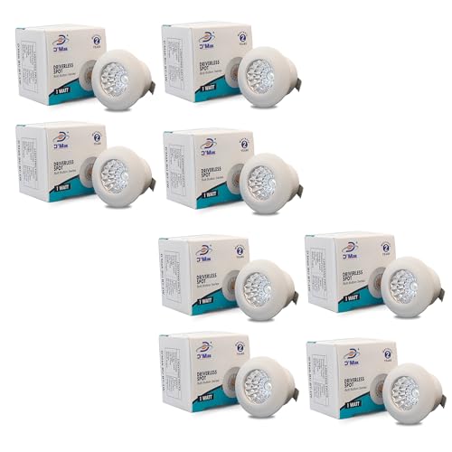 Image of D'Mak 1 Watt Round LED Button COB Blue Focus Light for POP /Recessed Lighting (Blue, Pack of 8)