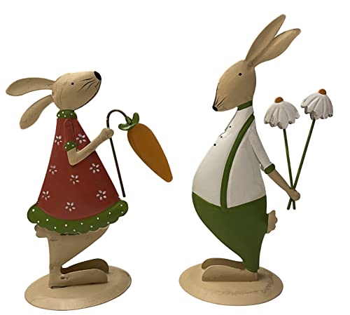 khevga Lot de 2 lapins de Pâques décoratifs en métal (vert) Cover