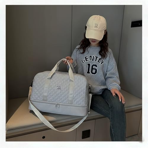 Image of WILDHORN 37 litres Nylon Travel Duffle Bag for Men & Women | 49 cm Weekender Gym Bag with Back Zipper Pocket & Trolley Strap | Overnight Cabin Luggage Shoulder Bag (Grey)