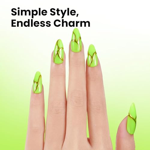 Image of Beetles Neon Green Gel Nail Polish - NeonTide 15ML Full Size /0.51Fl Oz, HEMA-Free Gel Nail Polish,Soak Off UV LED Lamp Nails Art, Manicure Salon DIY