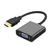 HDMI to VGA, Gold-Plated Adapter (Male to Female) for Computer, Desktop, Laptop, PC, Monitor, Projector, HDTV, Chromebook, Raspberry Pi, Roku, Xbox and More - Black