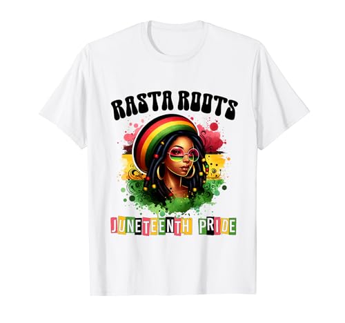 Festeggia Juneteenth African American Rasta Roots Vibrant Maglietta