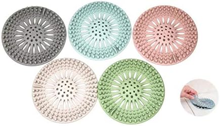 New 5 Pcs Reusable Silicone Universal Water Food Residue Drain Stopper Plug Cover Bath Tub Hair Catcher Shower Filter Protector Kitchen Sink Strainer