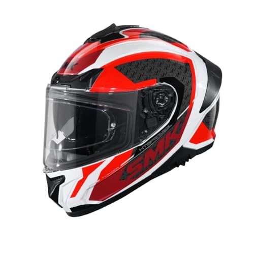 Image of SMK Typhoon RD1 ISI ECE & DOT Certified Full Face Dual Visor Helmet for Men and Women with Pinlock Fitted Clear Visor and Inner Sun Visor ( White - GL136 - M )