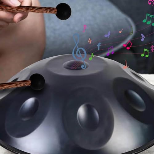 Instrumento Handpan, 22 pulgadas, 10 tonos, tambor de acero negro miniatura 3