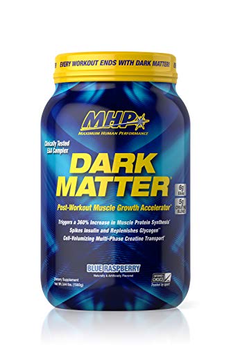 MHP Dark Matter Post Workout, Recovery Accelerator, w/Multi Phase Creatine, Waxy Maize Carbohydrate, 6g EAAs, Blue Raspberry, 20 Servings, 55.04 oz