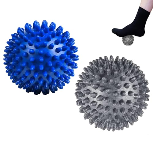 2 Pcs Bolas de Masaje para Fascia, Bola de Masaje con Puntas, Pelota Masaje Pies, Efectivo para Fascitis Plantar, para Masaje de Pies para Músculo, Cervical, Espalda, Brazos