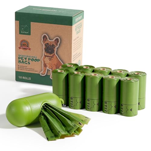 Biodegradable Dog Poop Bags 150 Count 10 Rolls with Dispenser, Th...