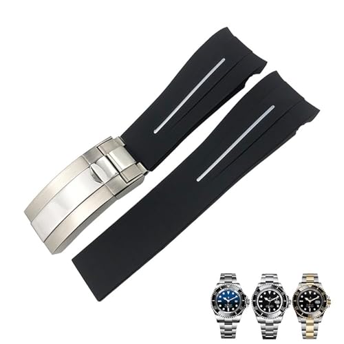 Bracelet de montre caoutchouc silicone 21mm rechange compatible Rolex Deepsea bleu