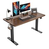 CubiCubi Electric Standing Desk, 55 x 24 Inches Height Adjustable Sit Stand Desk, Ergonomic Home Office Computer Workstation, Black Walnut