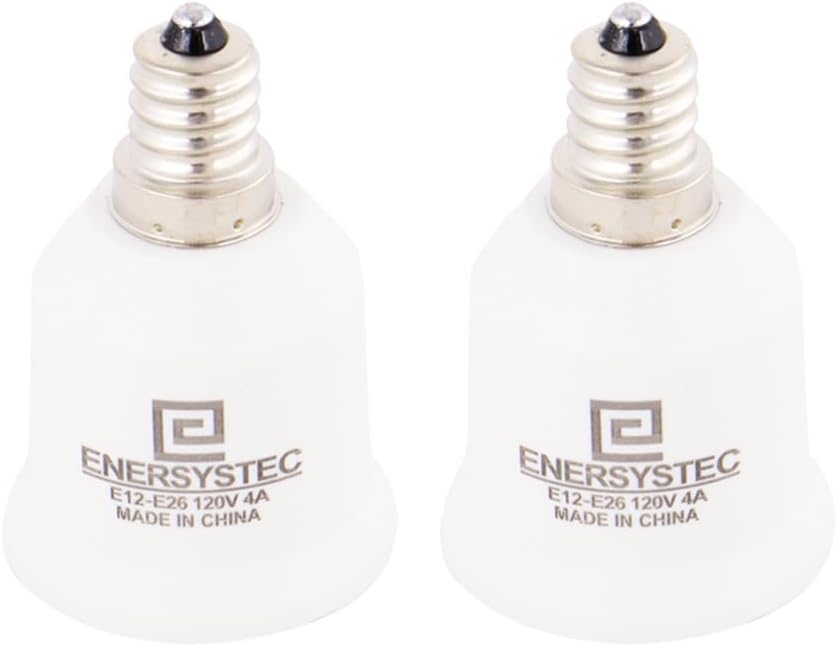 E12 to E26 Light Bulb Base Adapter, E12 Light Socket to Regular E26 Medium Screw Base, Candelabra E12 to Standard E26 Adapter, Chandelier Socket E12 Converter 2PACK