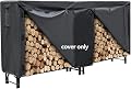 LooDro 8 FT Firewood Rack Cover, Outdoor Log Rack Cover, 600D Oxford Fabric Heavy Duty Waterproof Protection Cover, Log Holder Cover, Fire Wood Storage Cover(96" x 24" x 42")