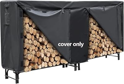 LooDro 8 FT Firewood Rack Cover, Outdoor Log Rack Cover, 600D Oxford Fabric Heavy Duty Waterproof Protection Cover, Log Holder Cover, Fire Wood Storage Cover(96" x 24" x 42")