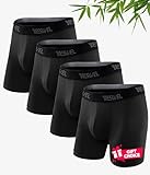YESWEL Men's Underwear Boxer Briefs, Cool Viscose Made from Bamboo, Moisture Wicking Breathable Soft Comfortable Pouch, 4 Pack (Large, Black)