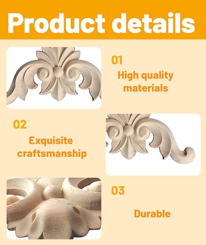 Image of 12PCS Molding For Wall Designs, Wooden Panels For Wall Decor, Strong Carved Moulding Applique Exquisited Polished Furniture Unpainted Mouldings Decal Smooth Surface Wooden Carved Applique for Decoration