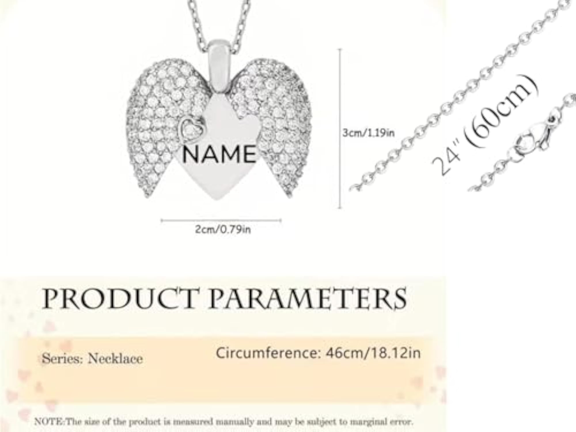 Personalized Angelic Wings Heart Locket Necklace