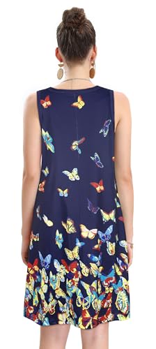 Image of elescat Women's Summer Dresses 2026 Beach Casual Sleeveless Floral Print Tank Loose Sundress with Pocket