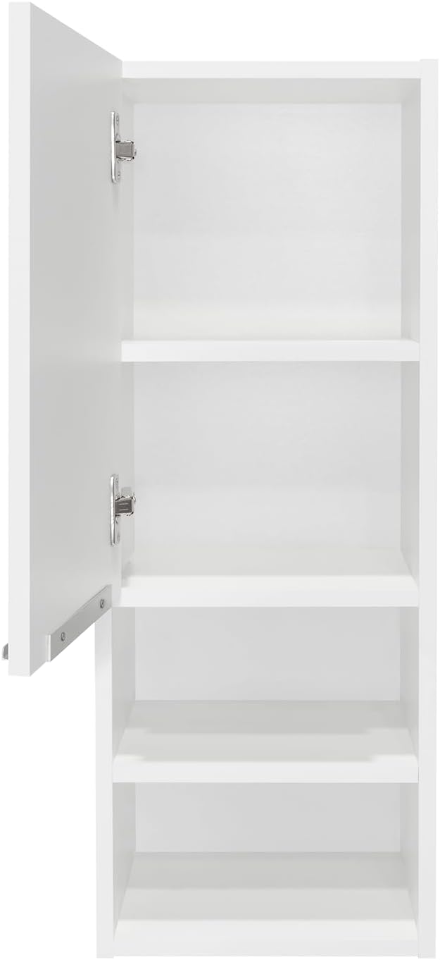 Mila Bathroom Cabinet with Single-Door Compartment, Two Interior Shelves, Dual External Open Shelves and Space-Saving Wall Design for Organized Storage, Daily Essentials Access and Modern Bathroom