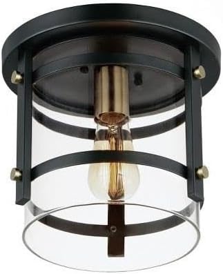 Maxim 2641BKAB Capitol Flush Mount, 1 luz 60 vatios, negro/latón antiguo