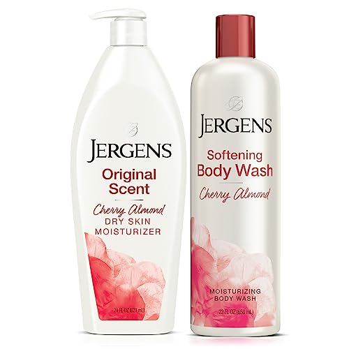 Jergens Original Scent, Cherry Almond, Dry Skin Moisturizer and Softening Body Wash, 2ct Bundle Jergens Original Scent, Cherry Almond, Dry Skin Moisturizer and Softening Body Wash, 2ct Bundle