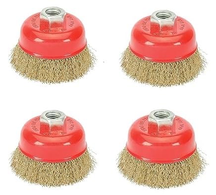 Inditrust New 4pc 3 inch Crimped Cup Brush For Removing Rust, Paint, Stains, Stubborn Dirt , Polishing/ Carbon Steel Twisted Cup Brush Wheel Brush-image-44
