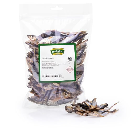 Masterfeed Große Sprotten, Getrocknet, 100% Natürlich, Kauartikel für Hunde, 500 g