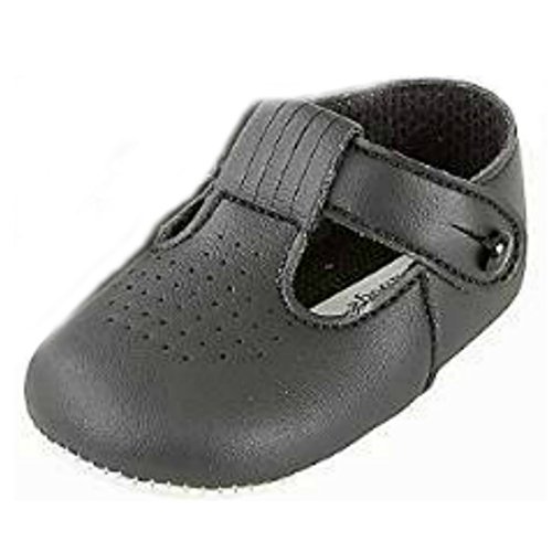 Zapatos para bebés, con estampado en forma de T y agujero; fabricado en Inglaterra por Early Days Baypods, color Negro, talla 50