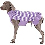 OUOBOB Dog Sweaters for Large Dogs Girl, Dog Sweater Dress with Leash Hole, Thick Turtleneck Knitwear for Female Dogs, Warm Fall Winter Dress for Cold Weather, Thanksgiving, Christmas - Purple XXL