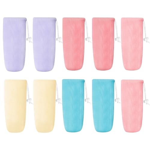 Sacs à savon en maille exfoliante : lot de 10 pochettes en 5 couleurs