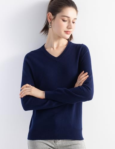 Women's Merino Wool Blend Sweater Fall Winter V Neck Long Sleeve First-Line Ready to Wear Seamless Knit Sweater4