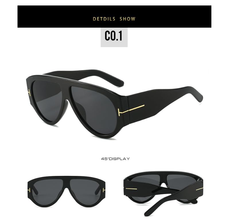 Retro Oversized Aviator Sunglasses - Polarized UV400 70s Style Luxury Thick Frame3