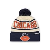 FOCO Chicago Bears NFL Heritage Stripe Retro Logo Pom Beanie - Cream