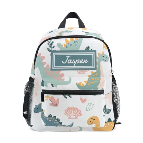 CHIFIGNO Mochila personalizada com nome, mochila escolar infantil personalizada para meninos e meninas, mochilas pré-escolares personalizadas, Dinossauros fofos, Small, Mochilas Daypack
