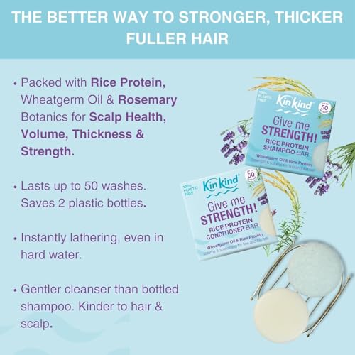KinKind Rice Water Shampoo Bar for Hair Growth - Give Me STRENGTH! Hair Thickening Solid Shampoo Bar with Rice Protein | Volume for Fine & Flat Hair | Natural Travel Shampoo Bar for Hair UK - 2