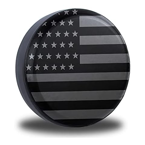 Jusen American Flag Spare Tire Cover Fit for Jeep Wrangler Rv SUV Truck Travel Trailer 14",15",16",17",Waterproof and Dustproof Protection Tires(14" for Diameter 23"-27"/58.42-68.58cm) Cover